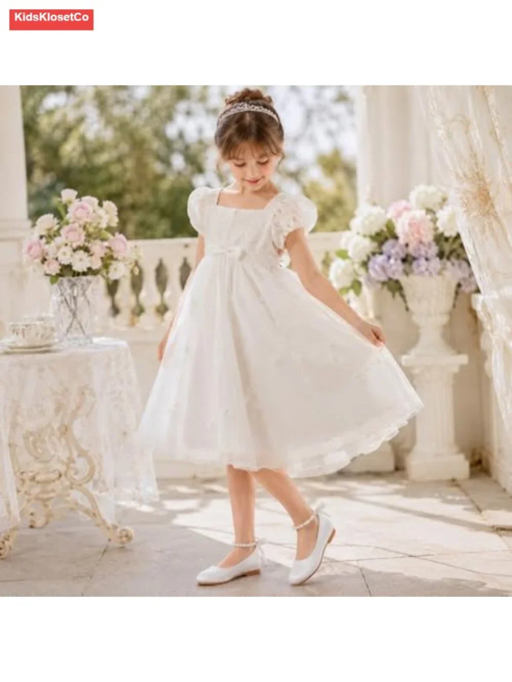 Toddler Girls Princess Mary Jane Flats, Pearl Ankle Strap Dress Shoes